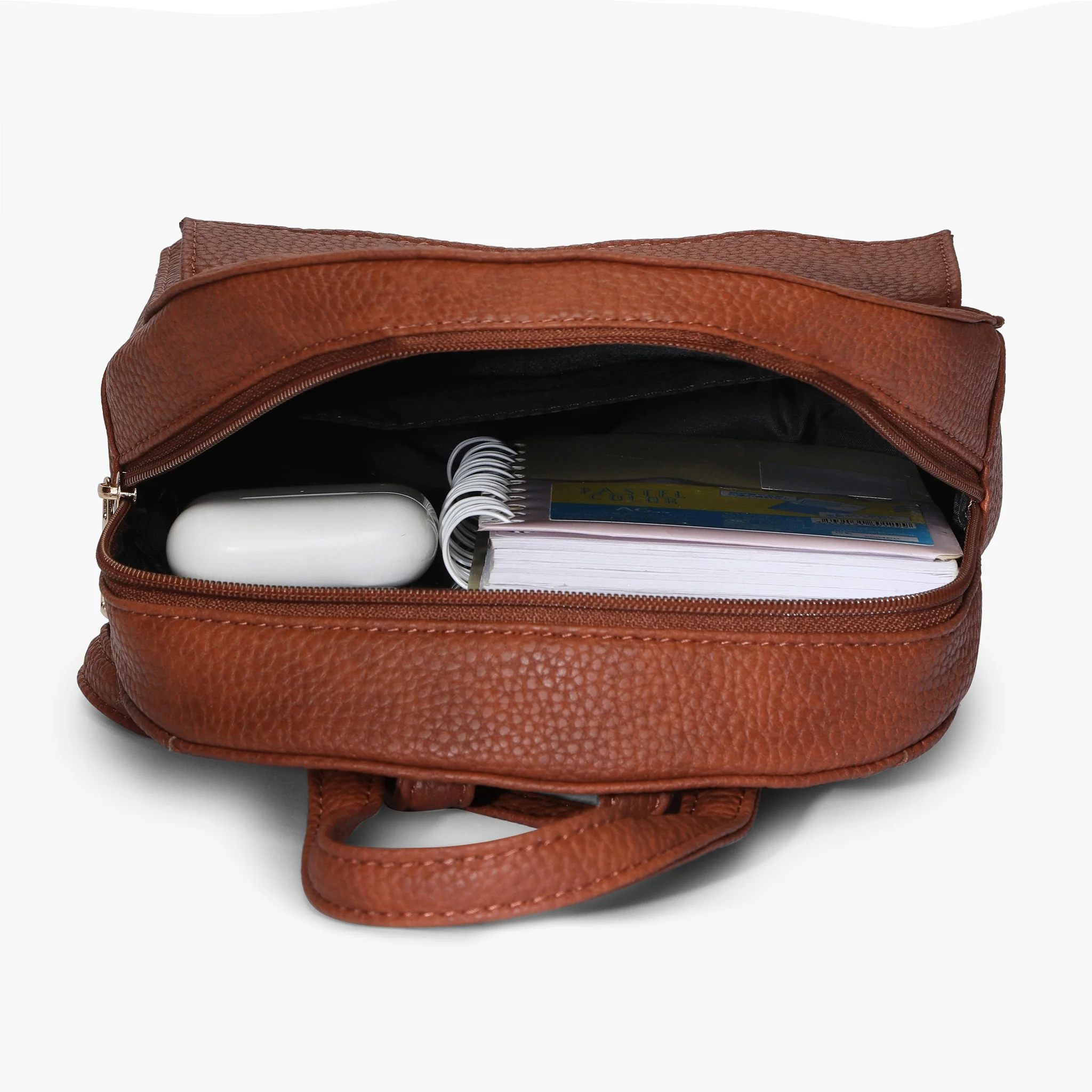 Womens Brown Solid Backpack - Image 5