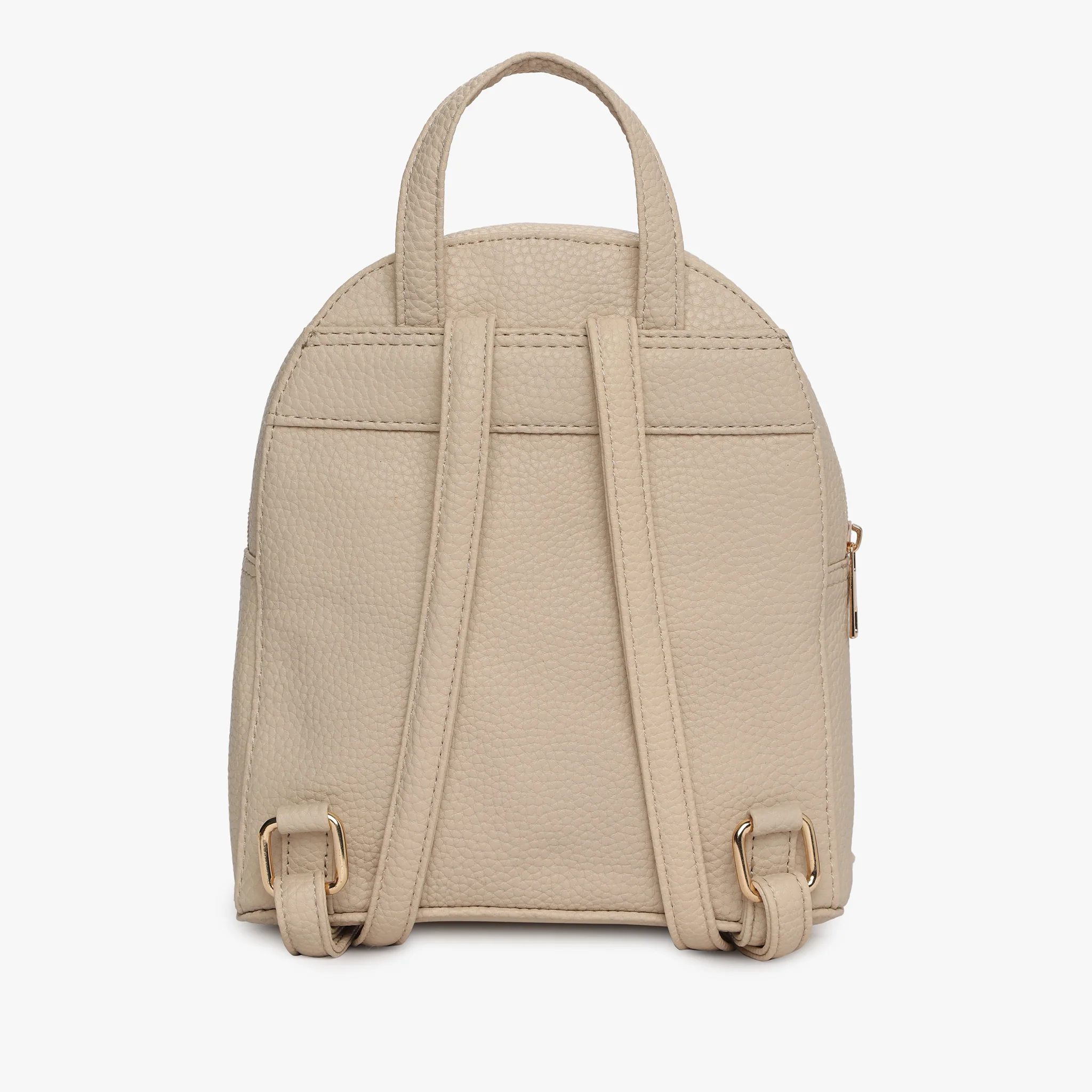 Womens Cream Solid Backpack - Image 3