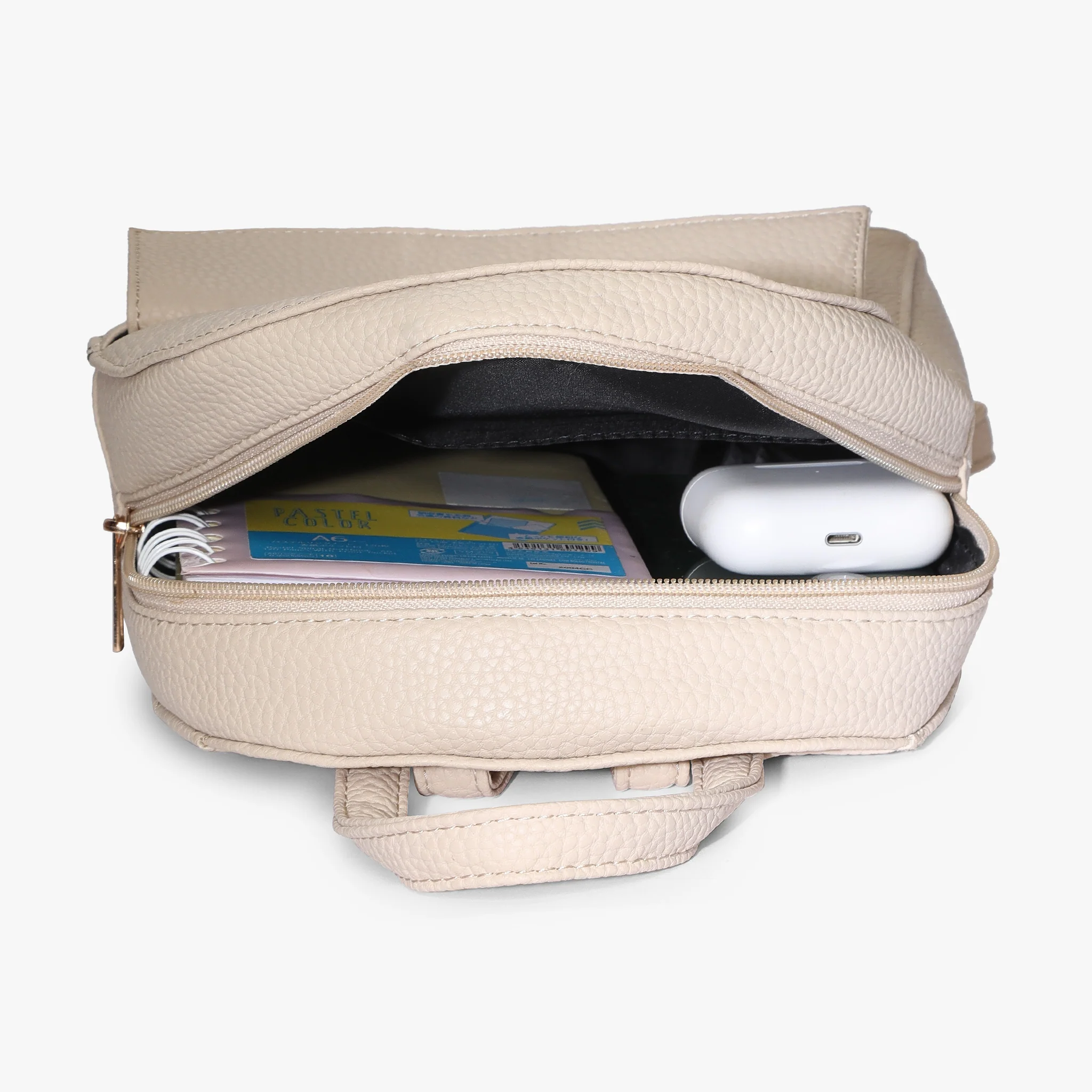 Womens Cream Solid Backpack - Image 4