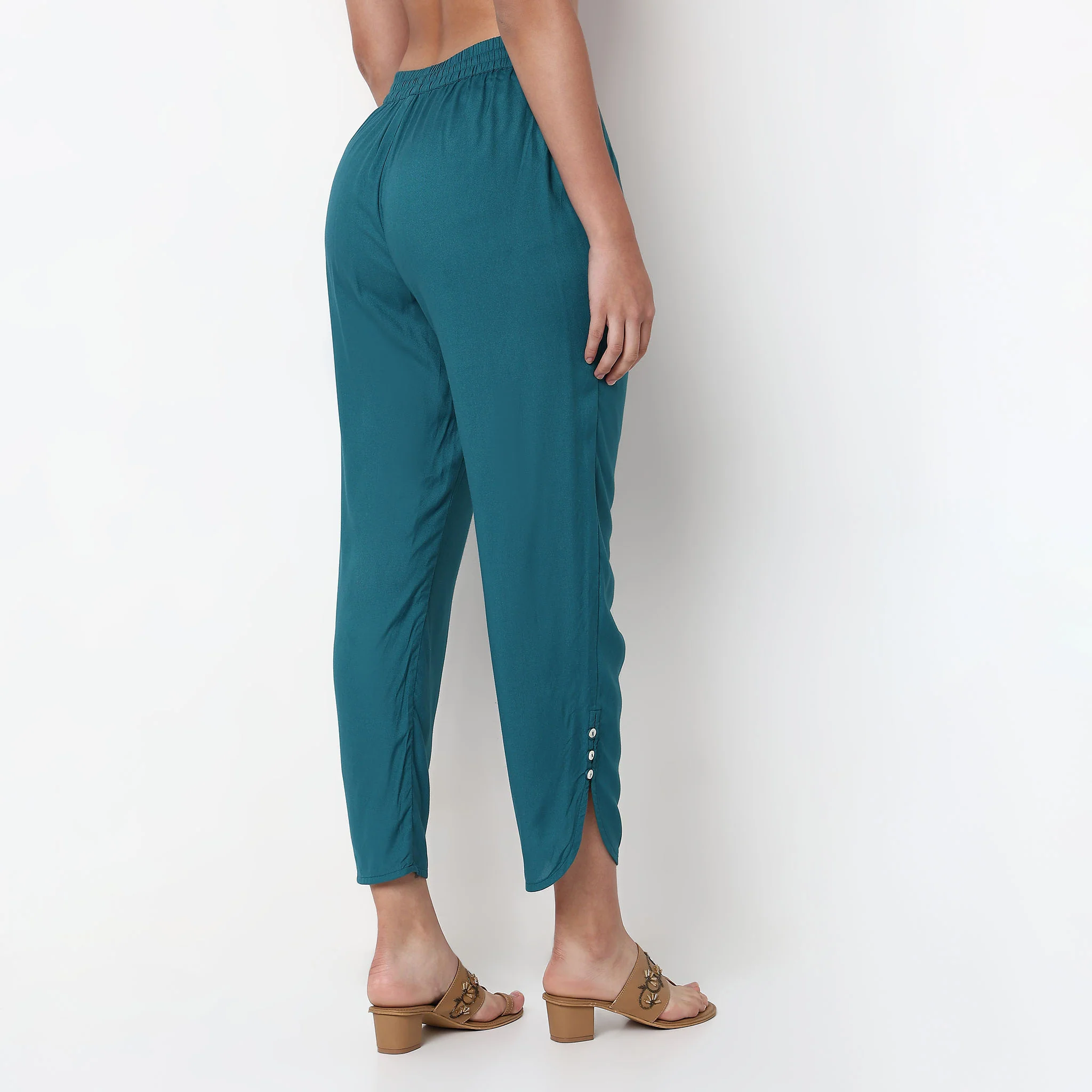 Shadow Weave Ankle Length Straight Pants - Image 3