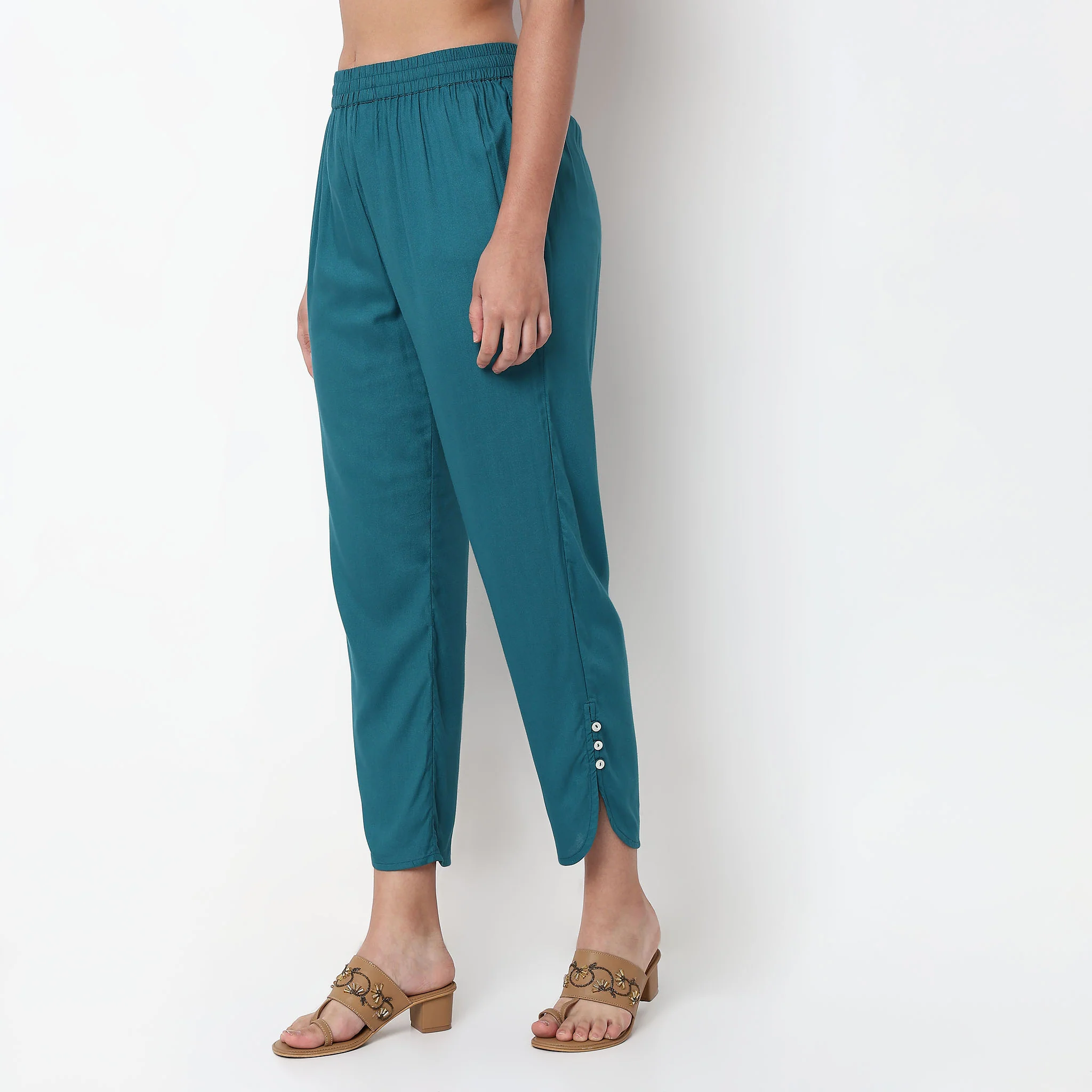 Shadow Weave Ankle Length Straight Pants - Image 5
