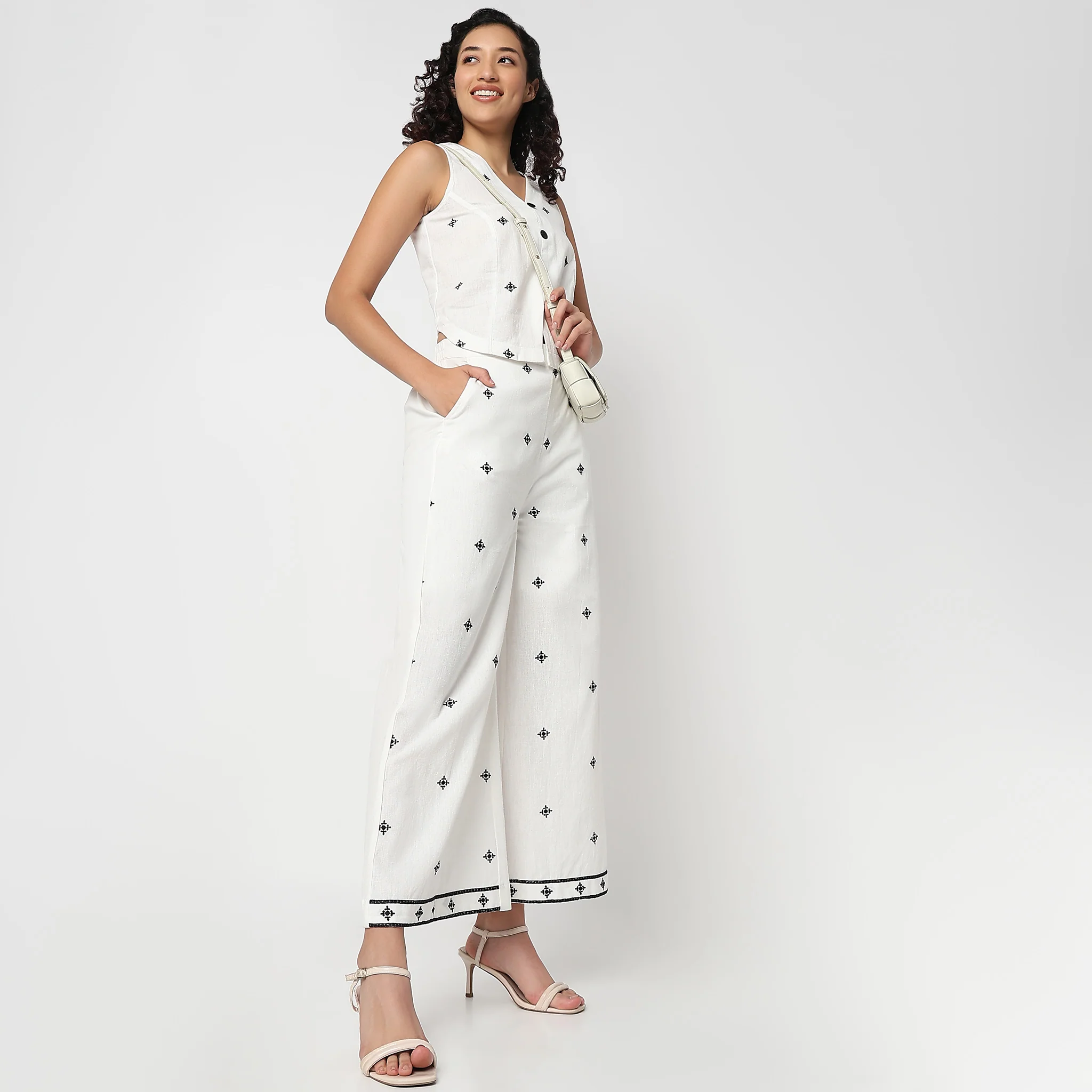 Woven Embroidered Palazzos