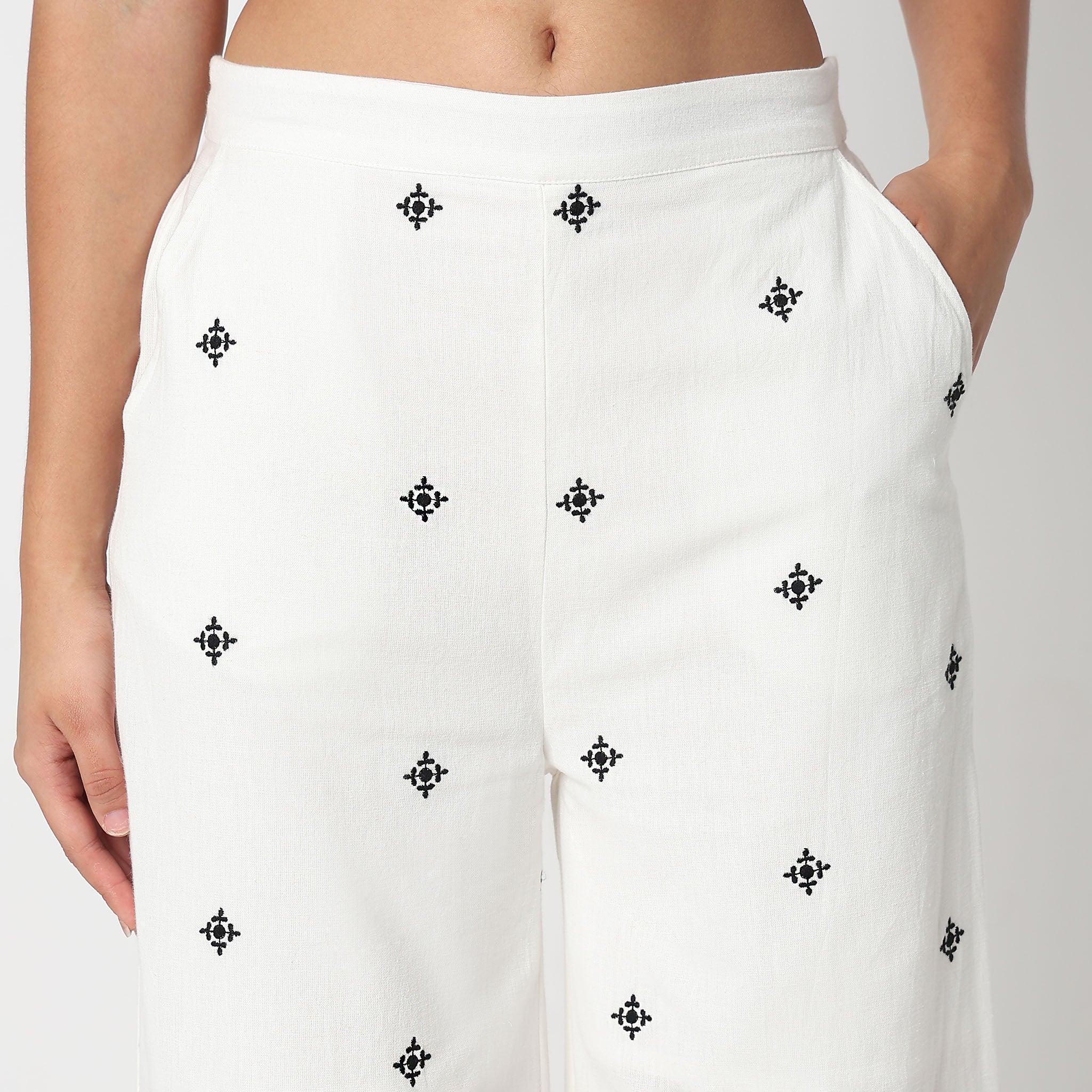 Woven Embroidered Palazzos - Image 4
