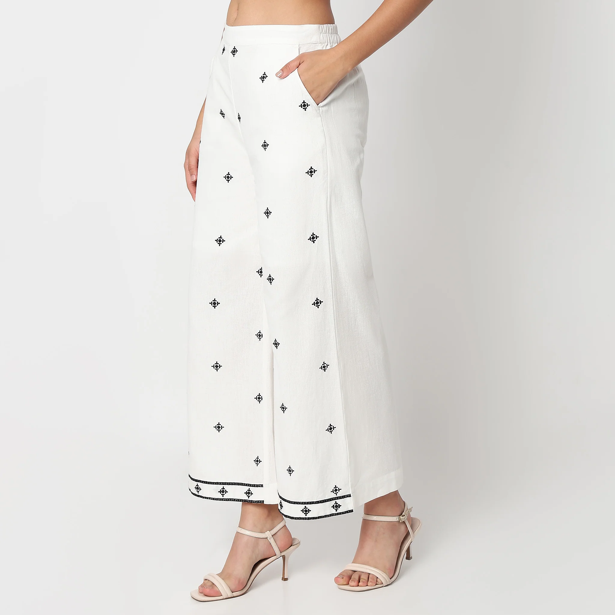 Woven Embroidered Palazzos - Image 5
