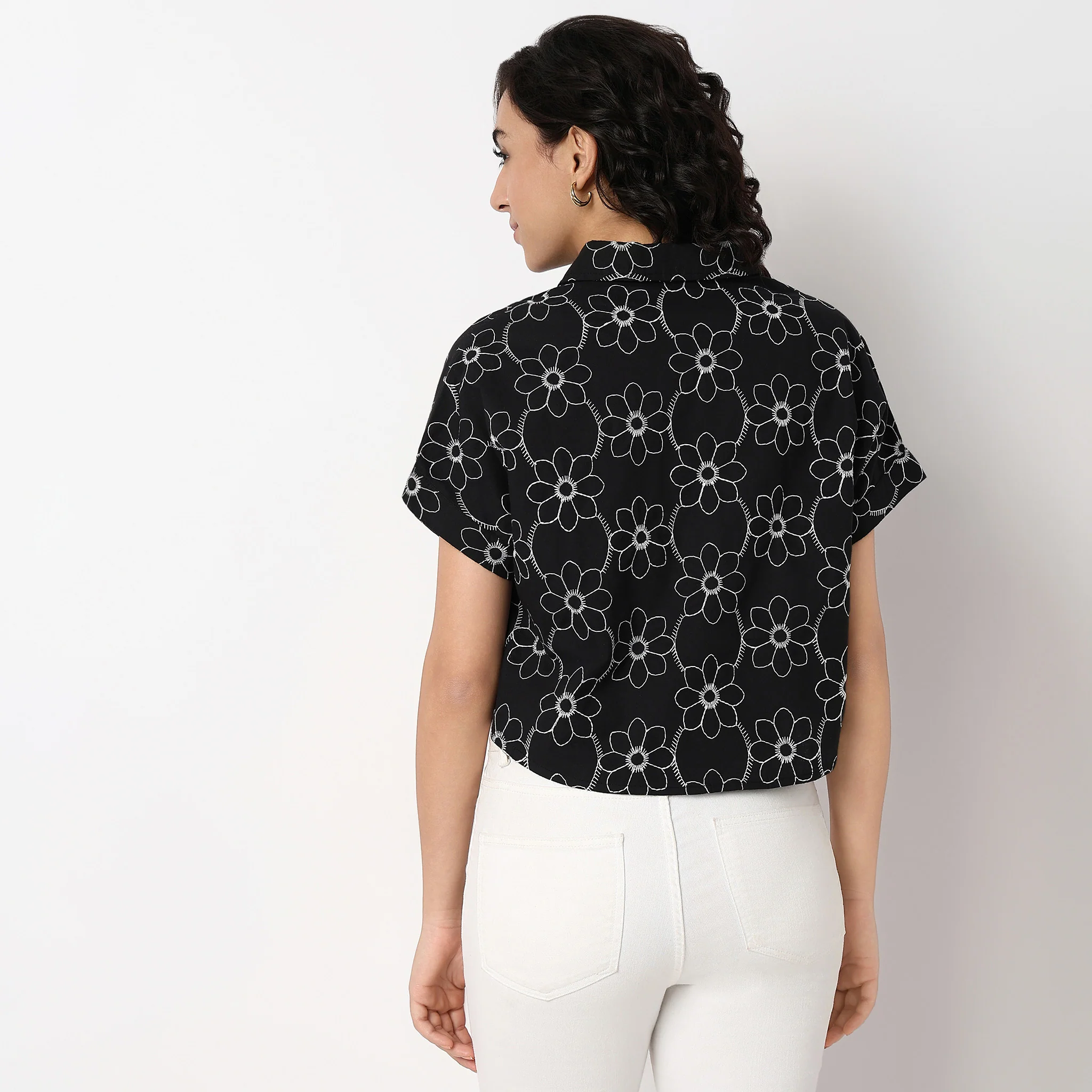 Woven Embroidered Cotton Shirt - Image 3