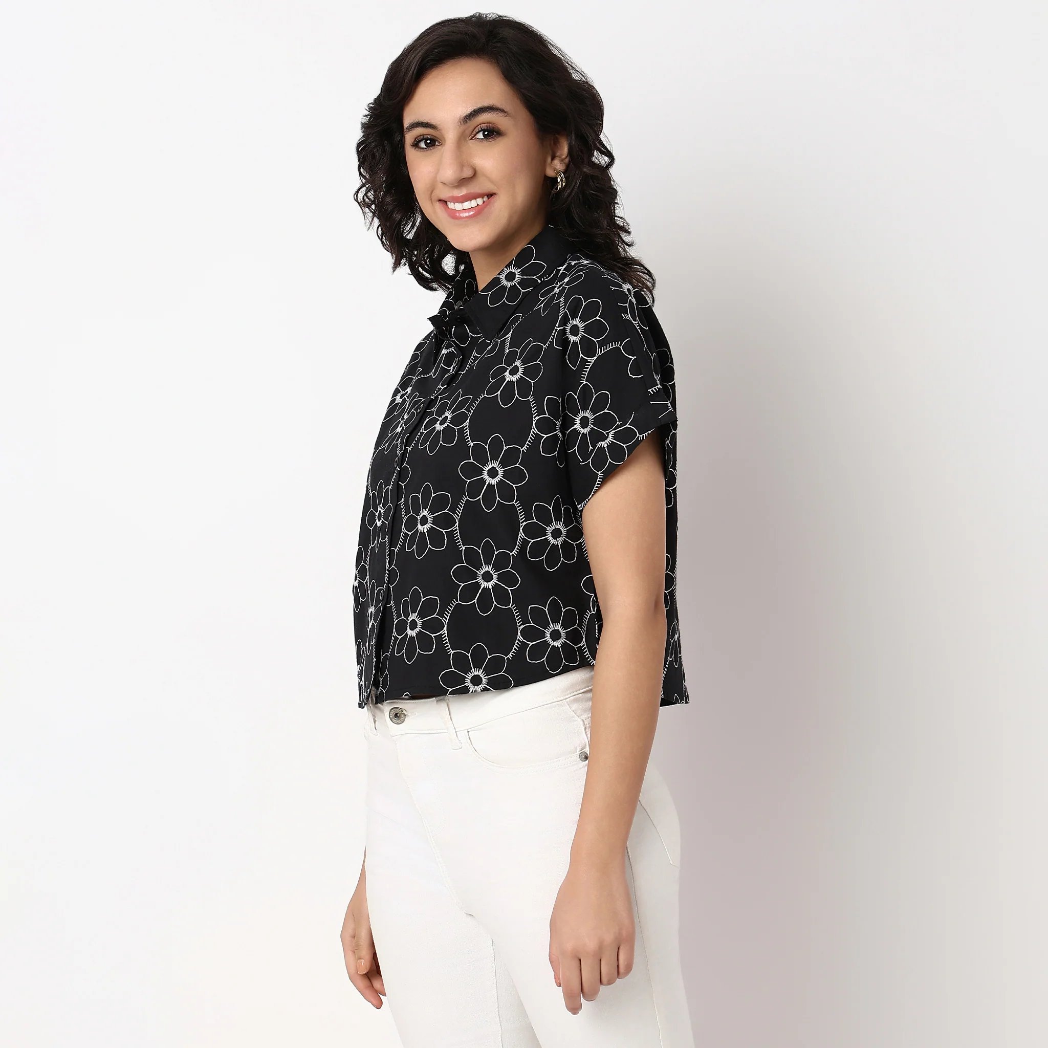 Woven Embroidered Cotton Shirt - Image 5
