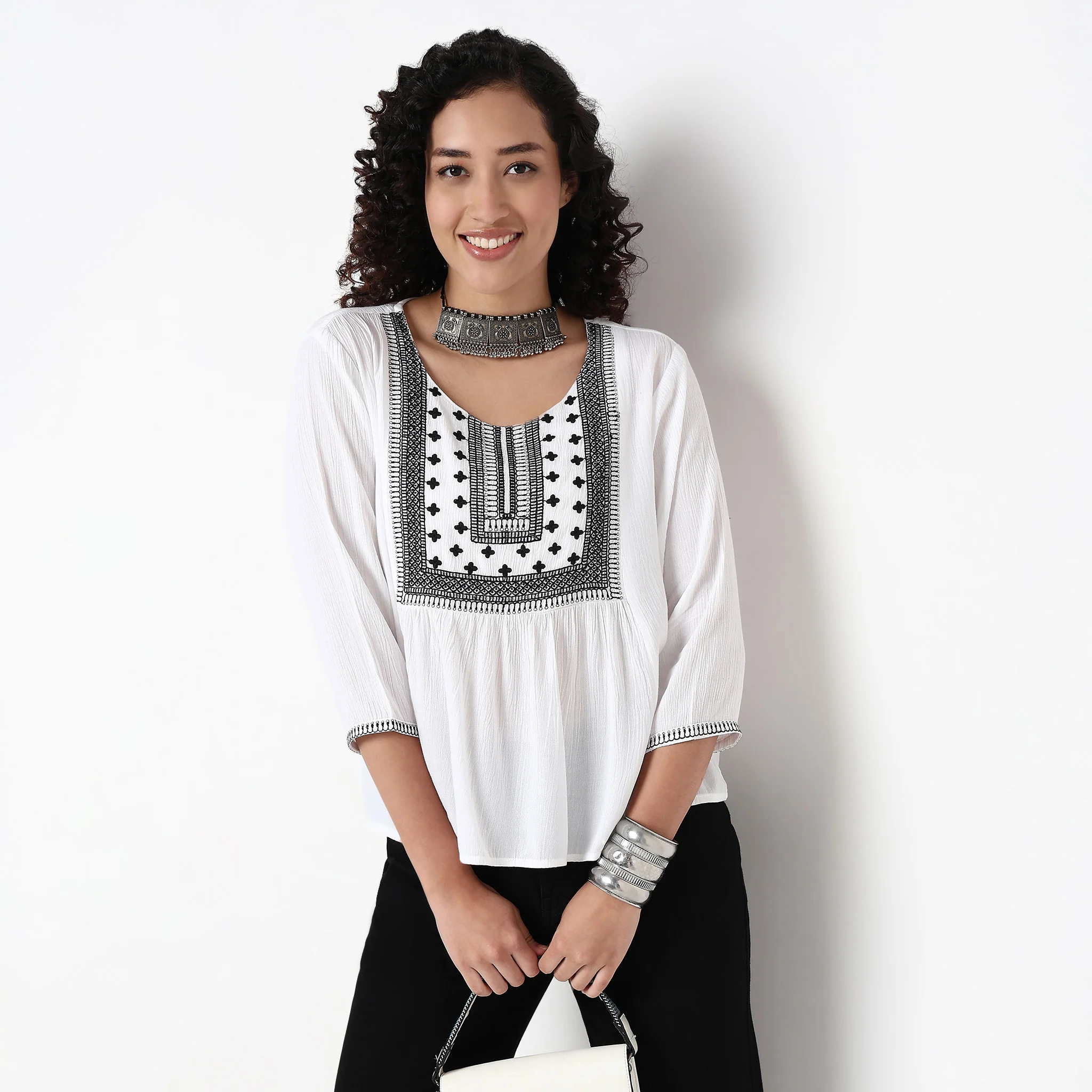 Embroidered Fushion Top