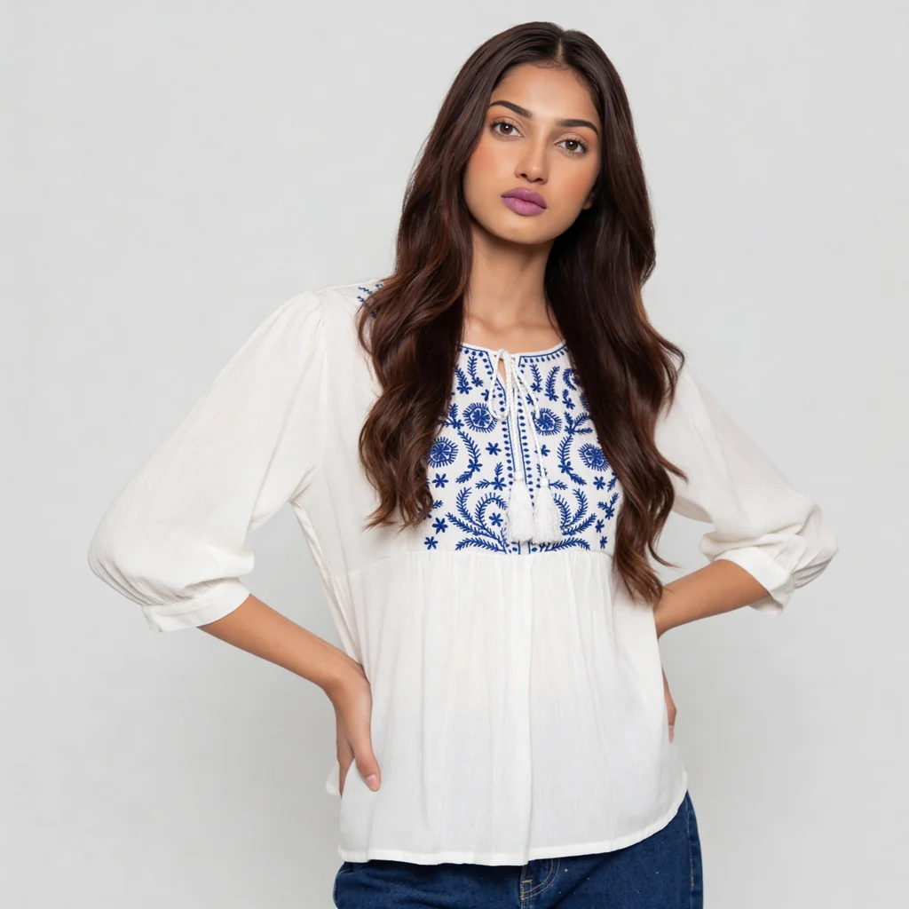 Woven Embroidered Top - Image 2