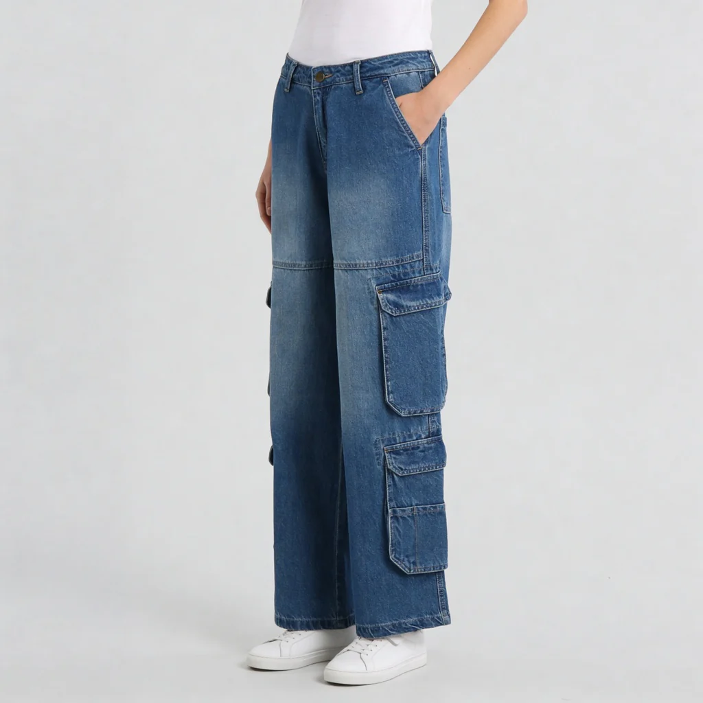 Woven Low Rise Utility Cargo Fit Jeans - Image 10