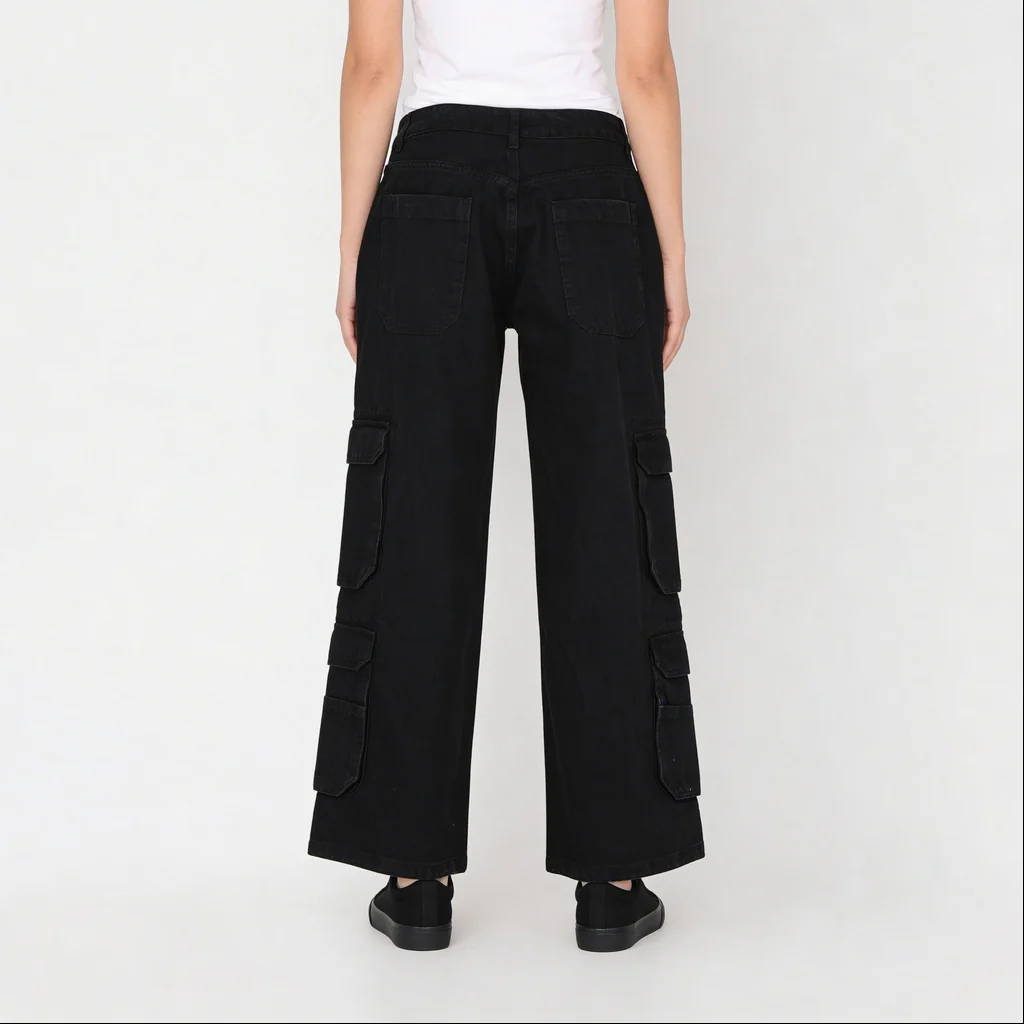Woven Low Rise Utility Cargo Fit Jeans - Image 3