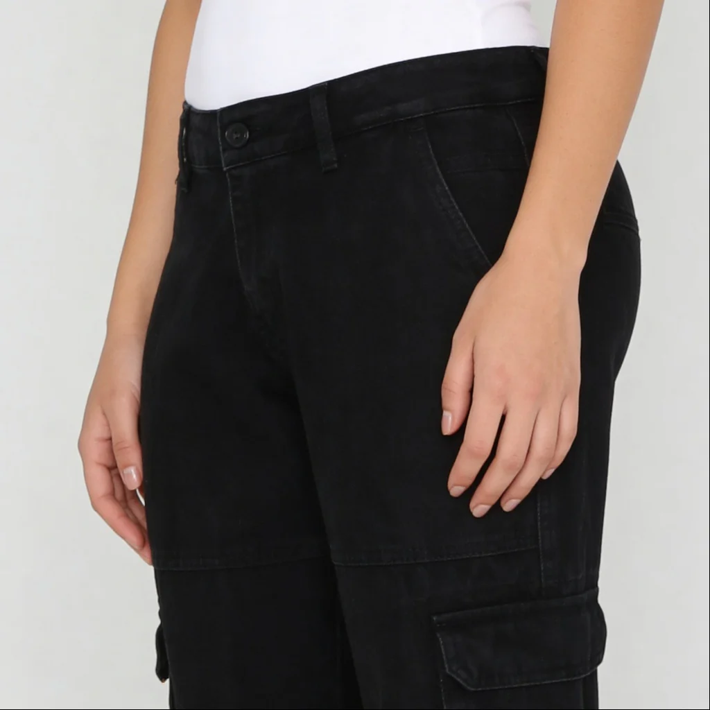 Woven Low Rise Utility Cargo Fit Jeans - Image 4