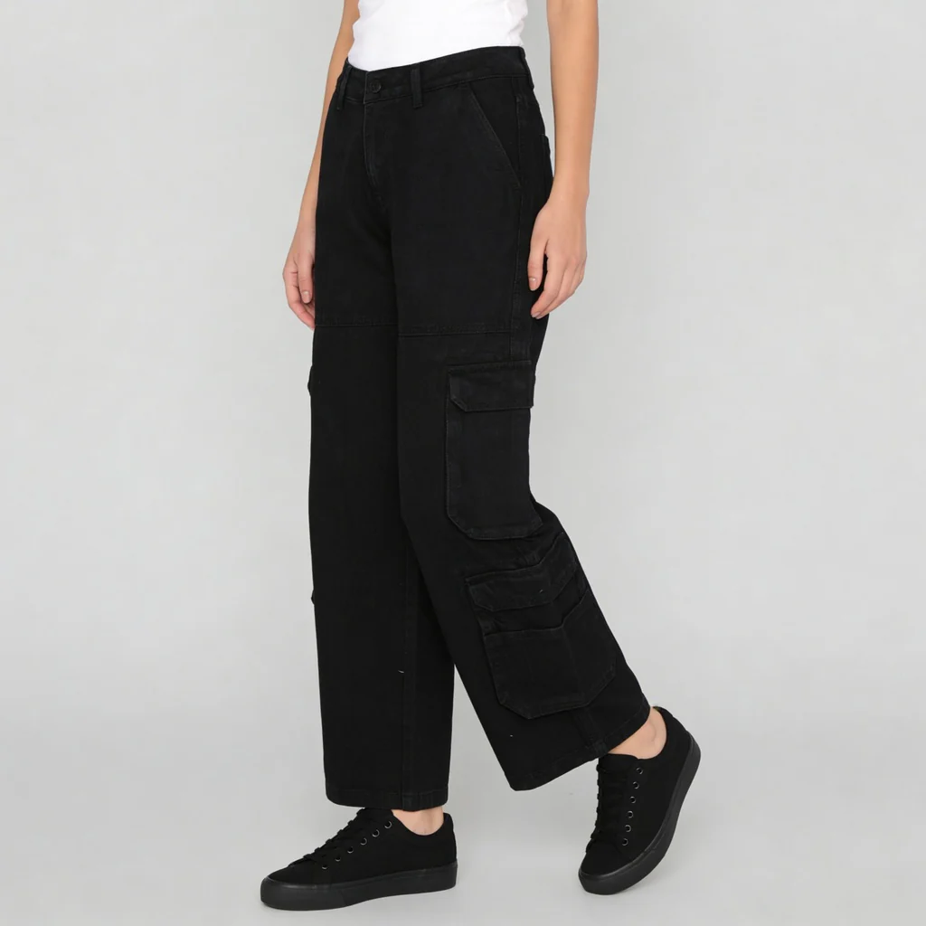 Woven Low Rise Utility Cargo Fit Jeans - Image 5