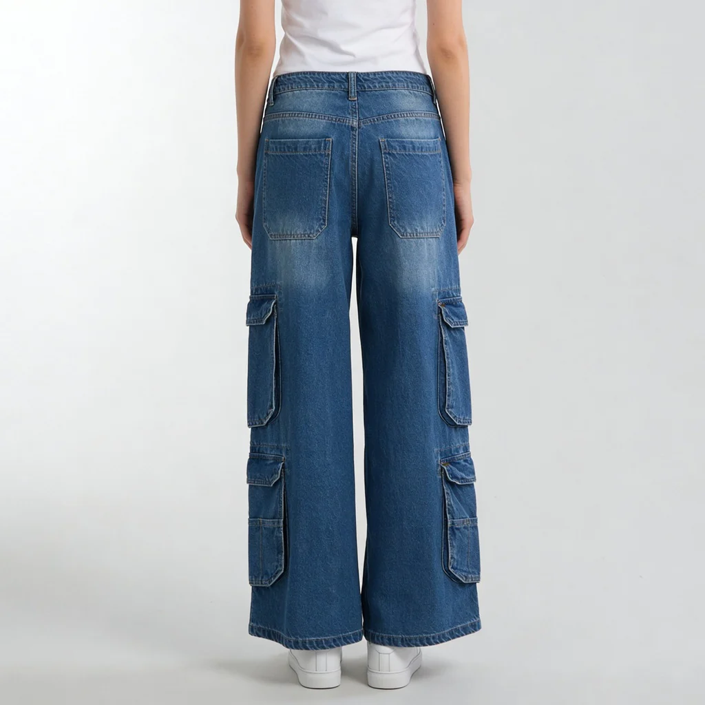 Woven Low Rise Utility Cargo Fit Jeans - Image 8