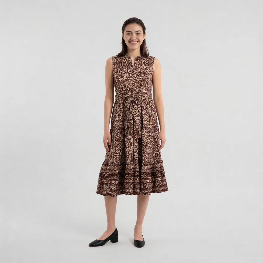 Woven Printed Flared Dress - Image 2