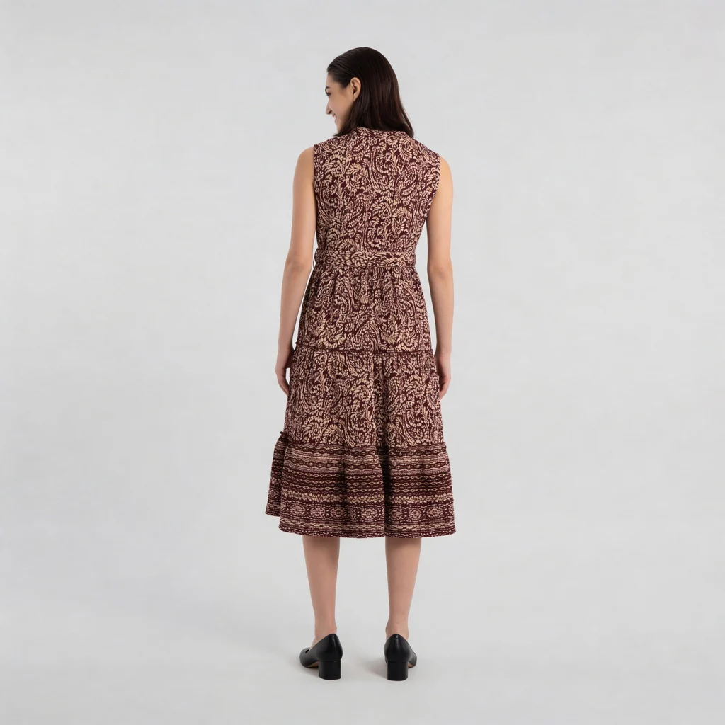 Woven Printed Flared Dress - Image 3