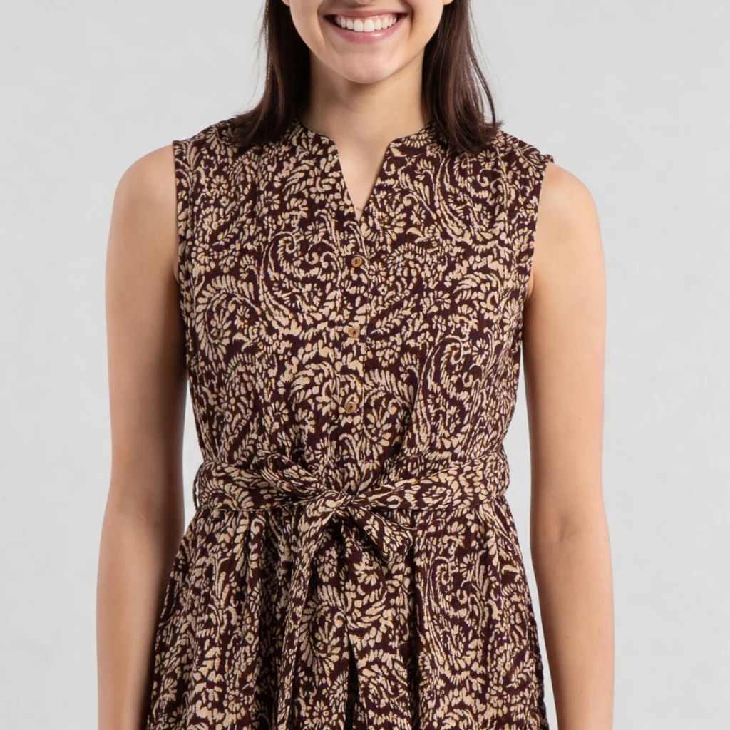 Woven Printed Flared Dress - Image 4