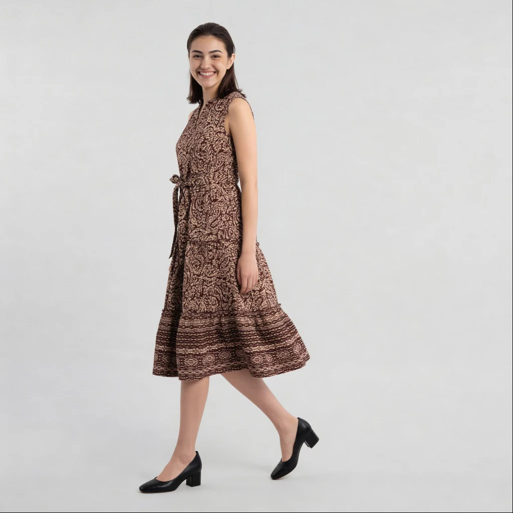 Woven Printed Flared Dress - Image 5