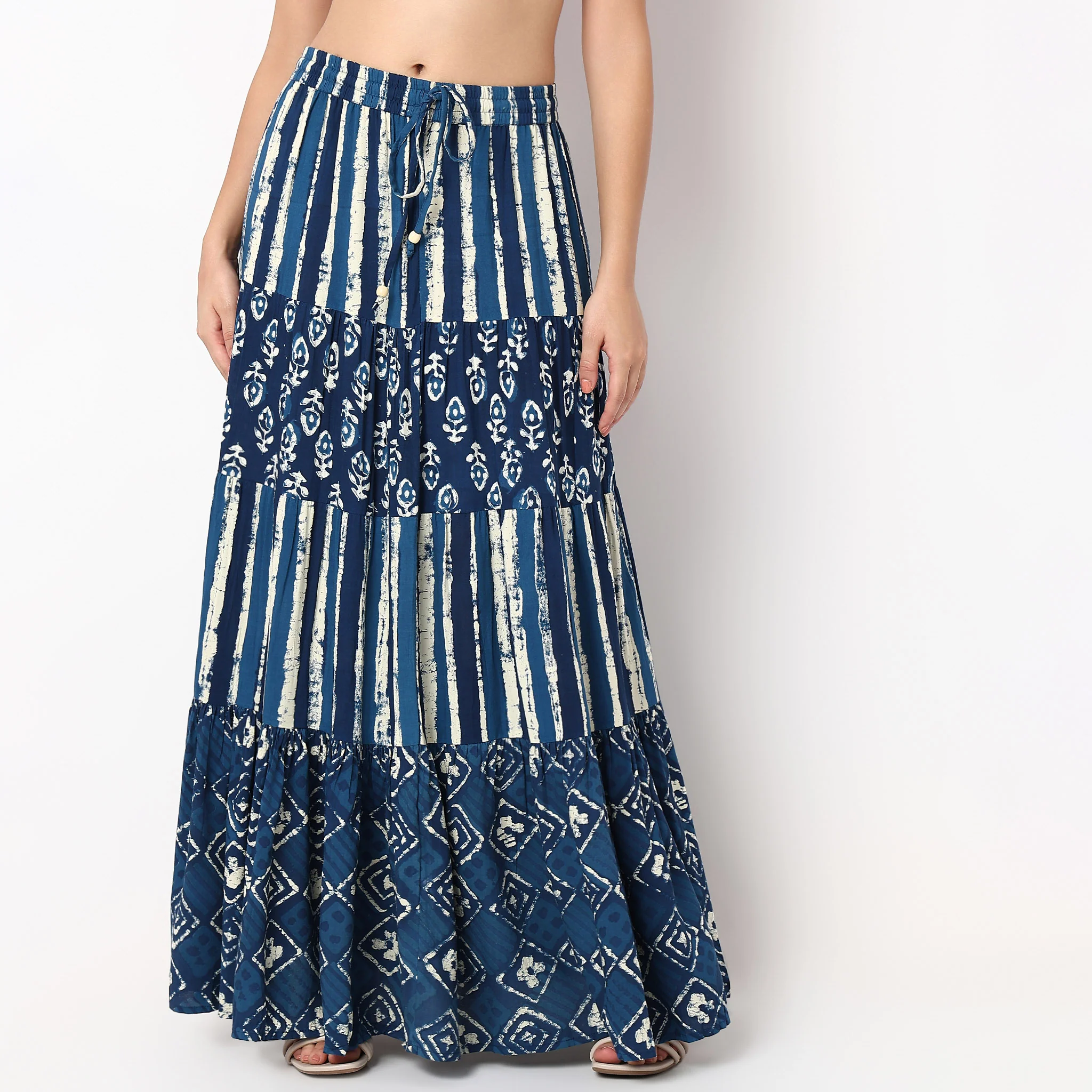 Printed Flared Tiered Skirt - Image 2