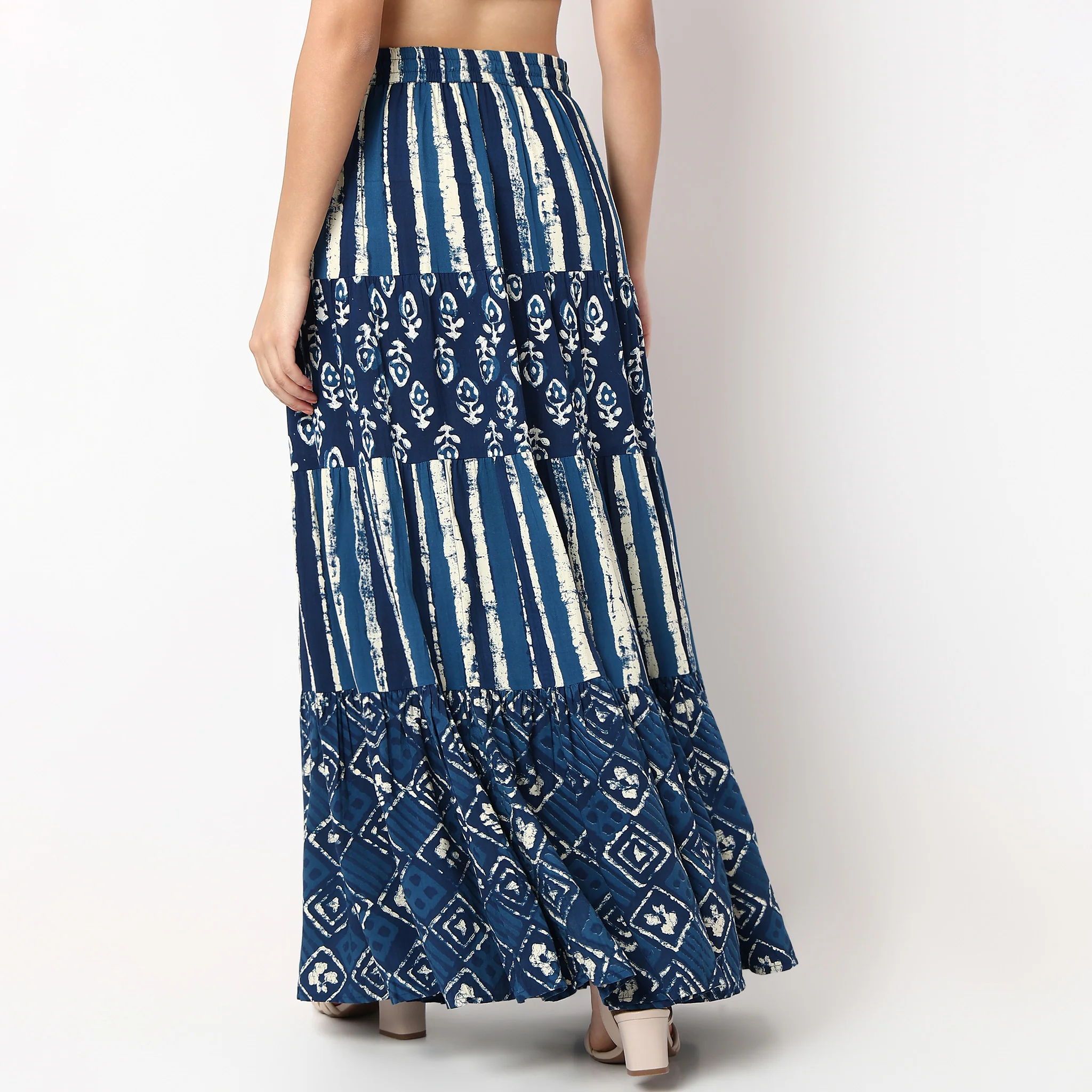 Printed Flared Tiered Skirt - Image 3