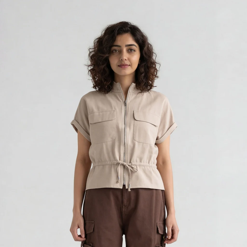 Woven Solid Collar Shirt - Image 2