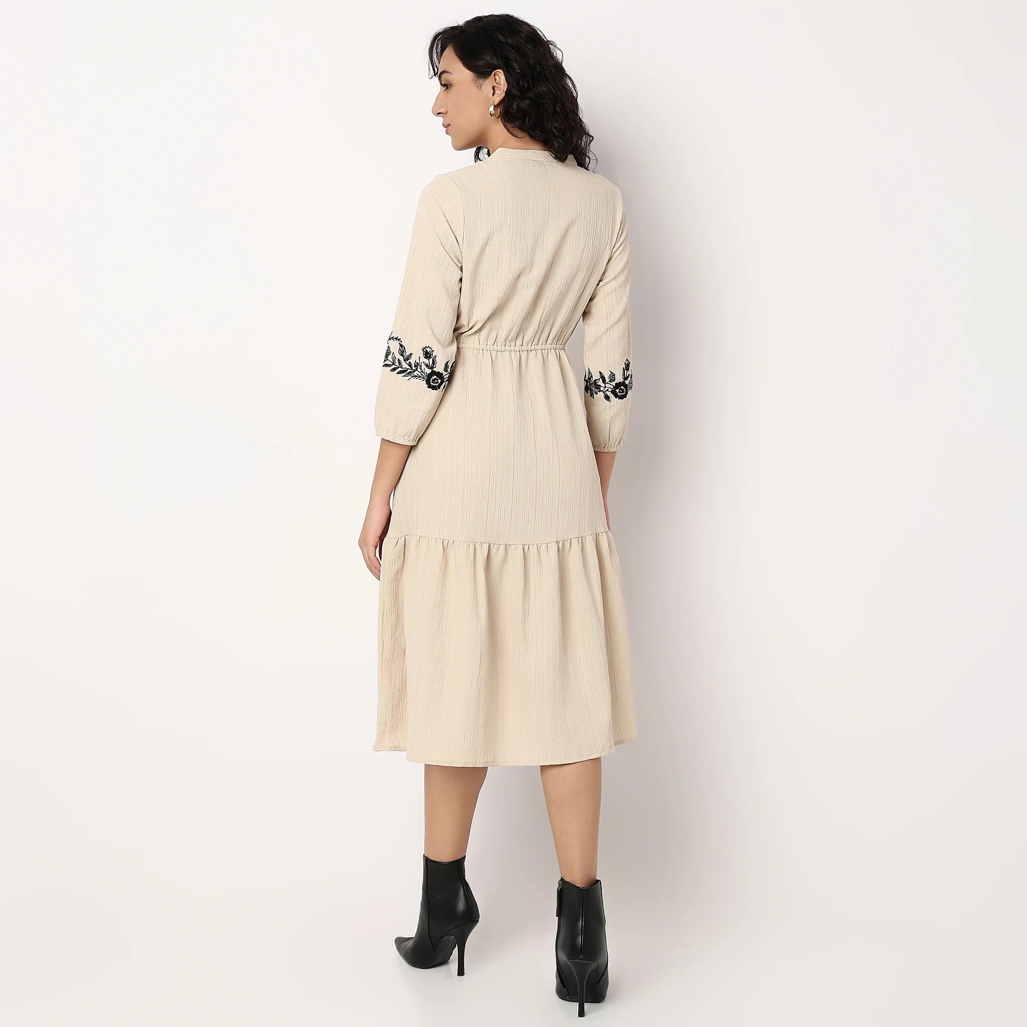Woven Full Sleeves Tiered Dress - Image 3