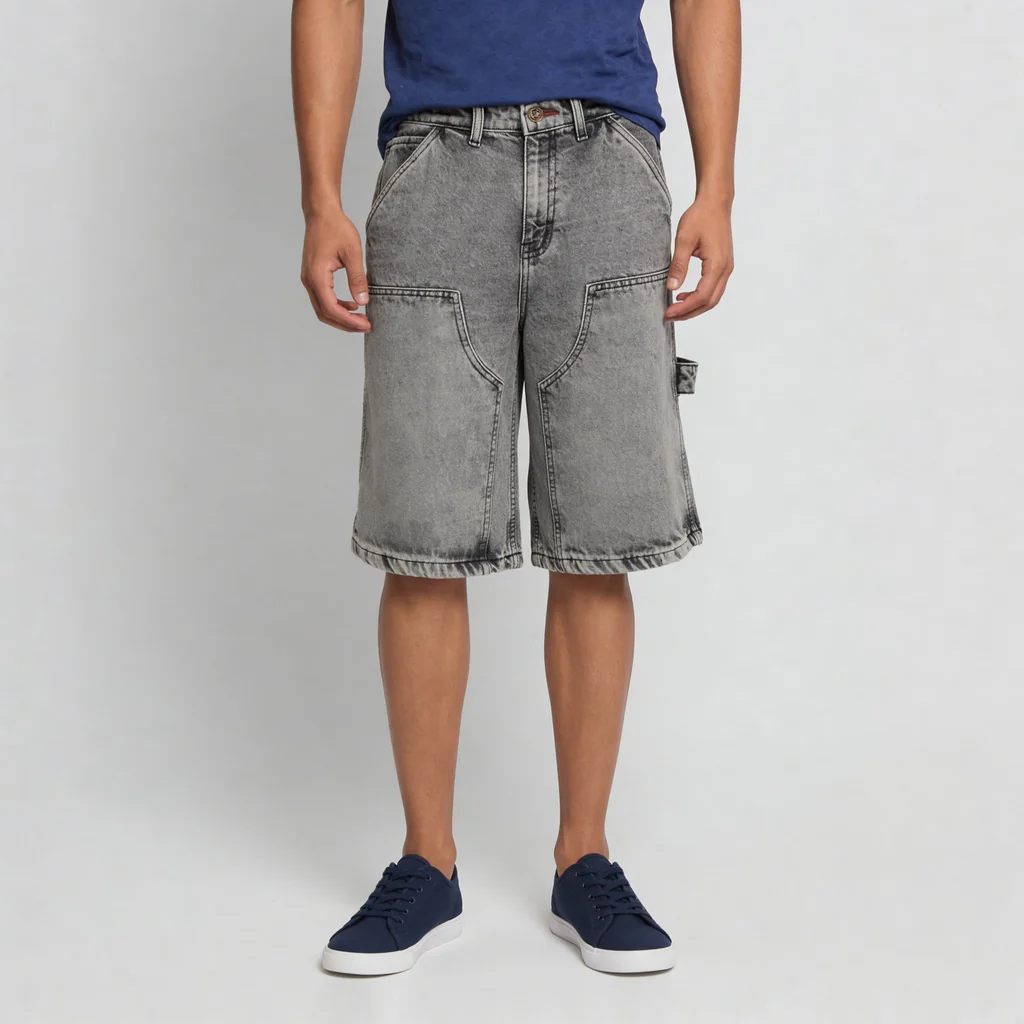 Woven Straight Fit Denim Shorts - Image 2