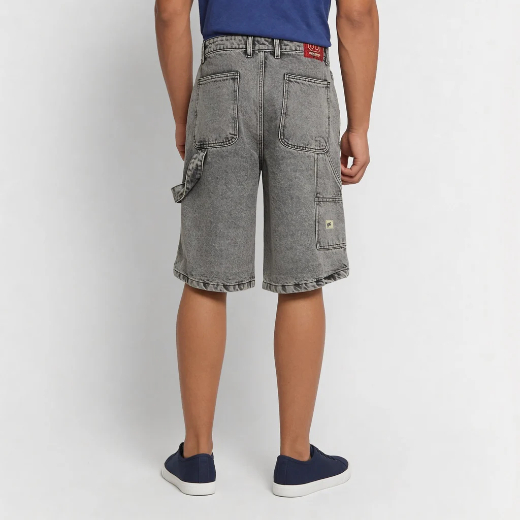 Woven Straight Fit Denim Shorts - Image 3