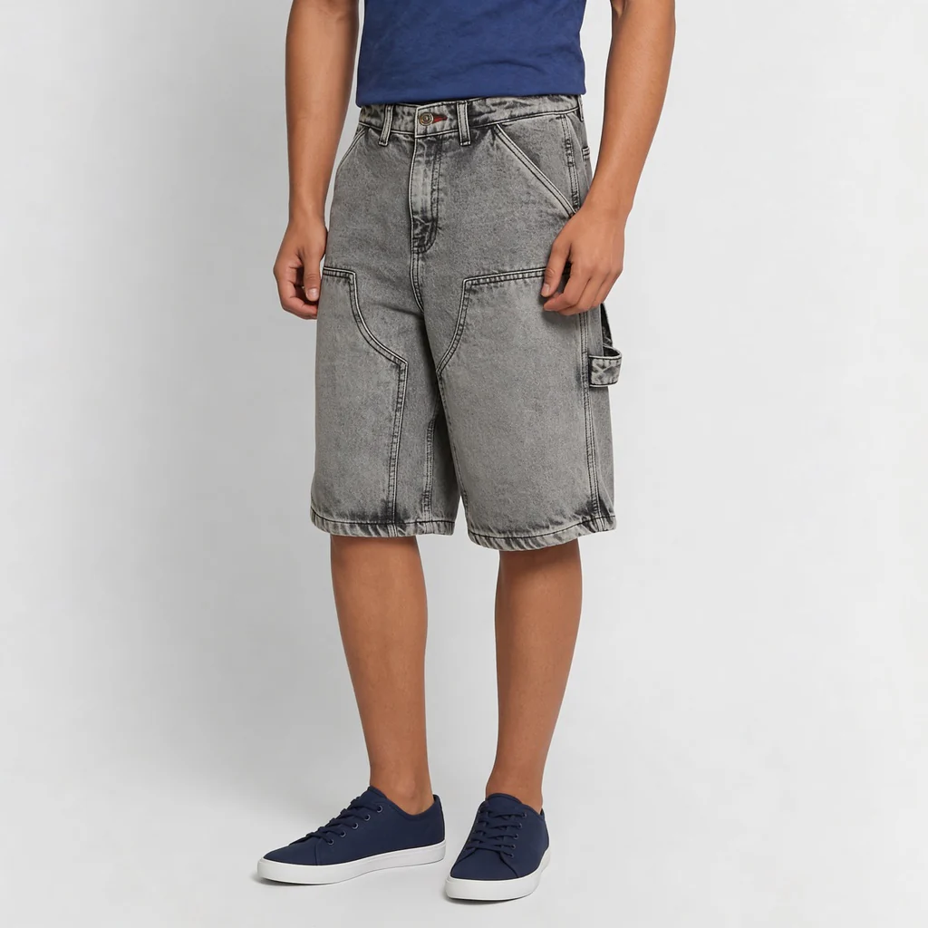 Woven Straight Fit Denim Shorts - Image 5