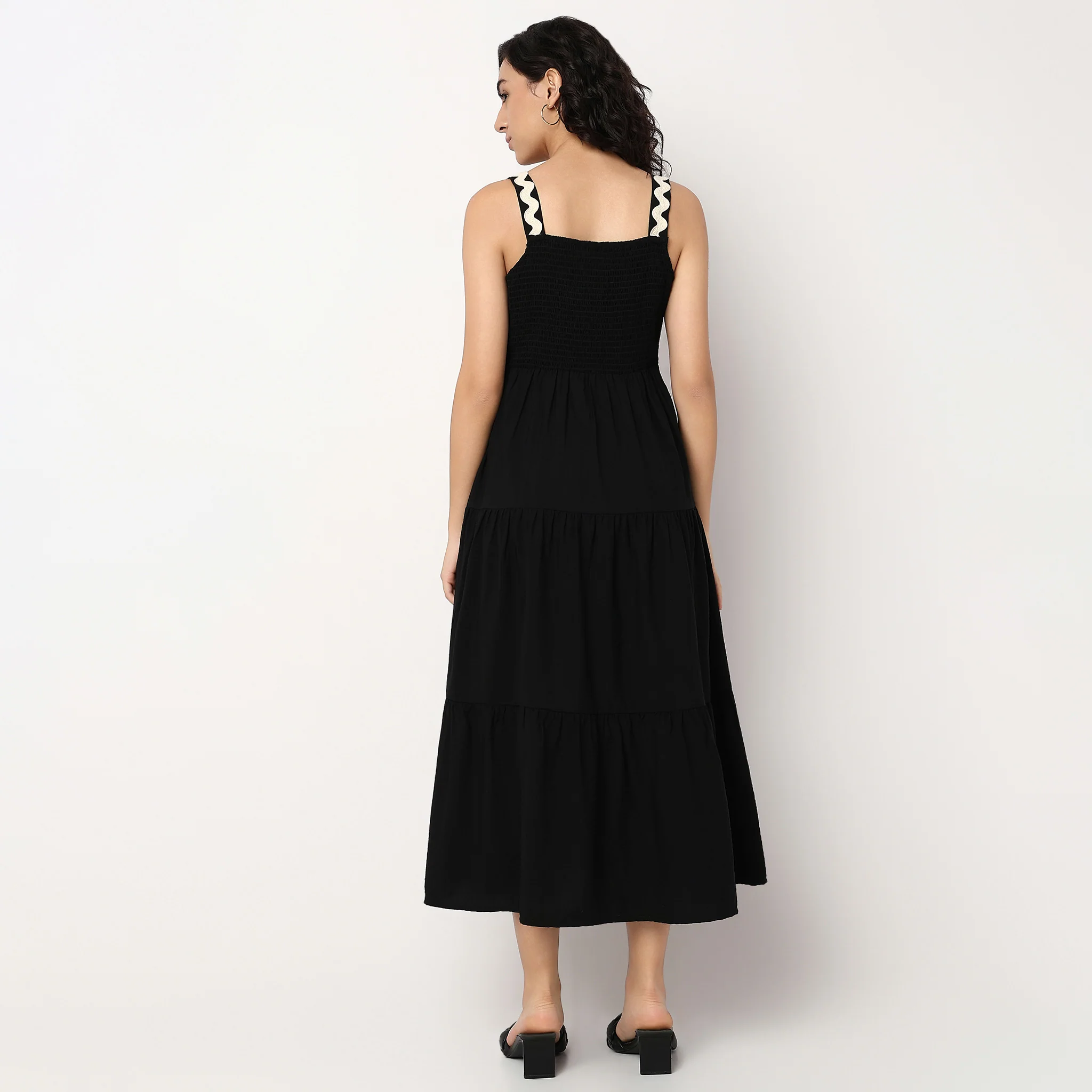 Woven Strapy Flared Dress - Image 3