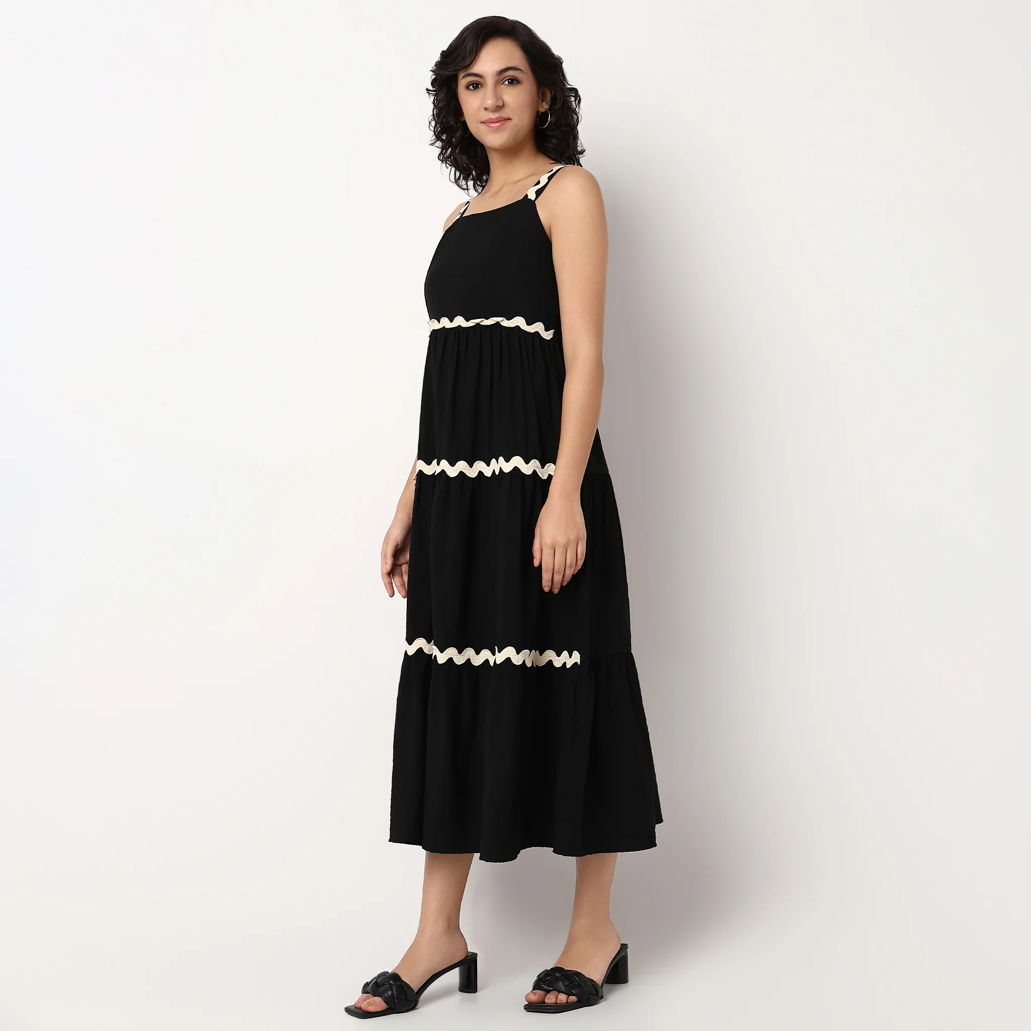 Woven Strapy Flared Dress - Image 5