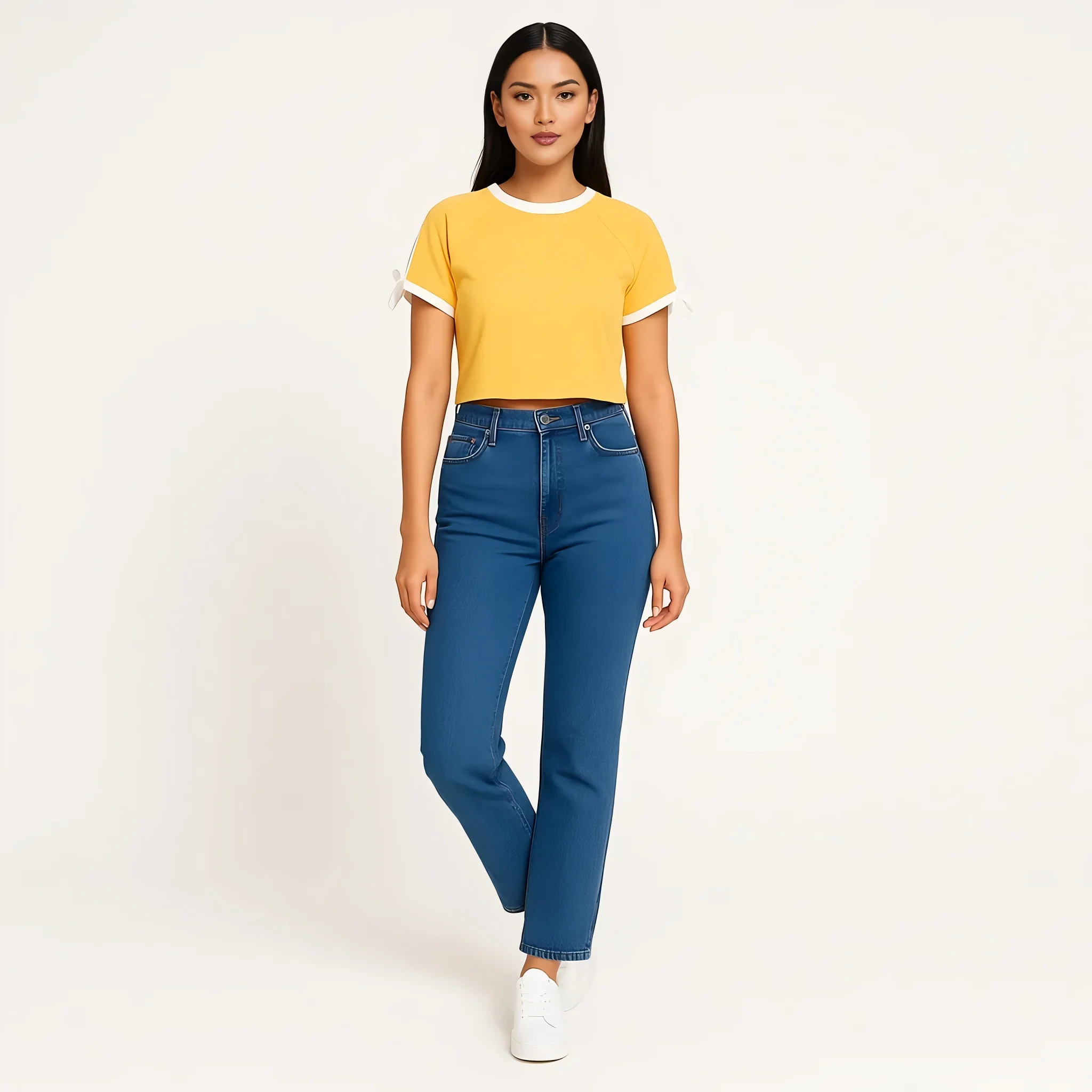 Young Women Athleisure Tee With Tie Detail On Sleeve - Image 2