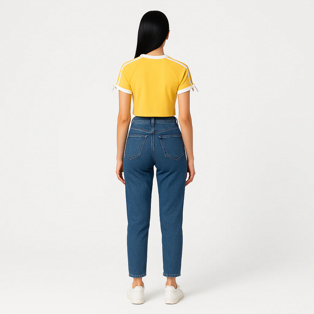 Young Women Athleisure Tee With Tie Detail On Sleeve - Image 3