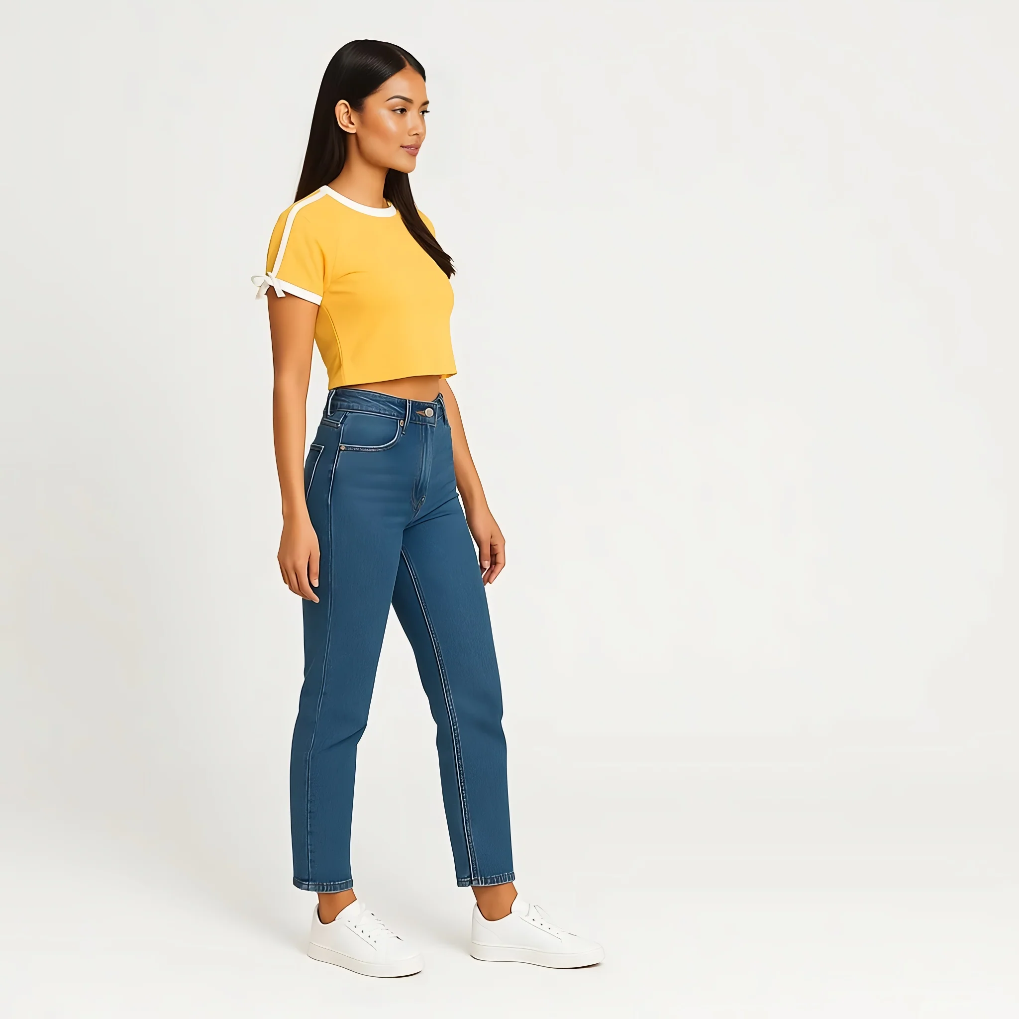 Young Women Athleisure Tee With Tie Detail On Sleeve - Image 5