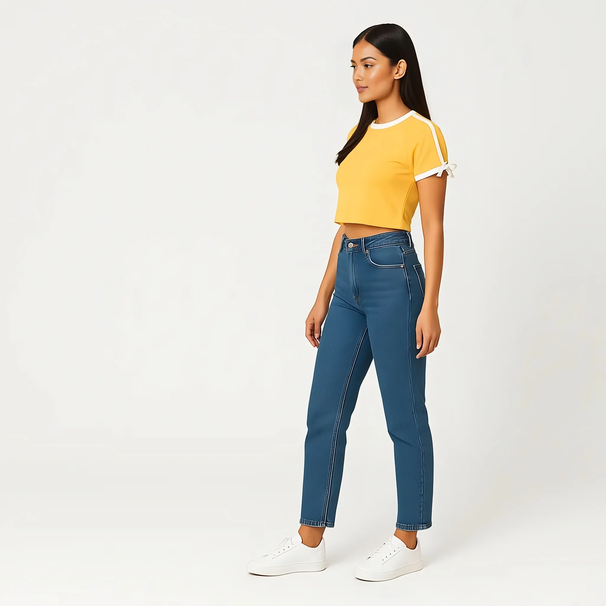 Young Women Athleisure Tee With Tie Detail On Sleeve - Image 6