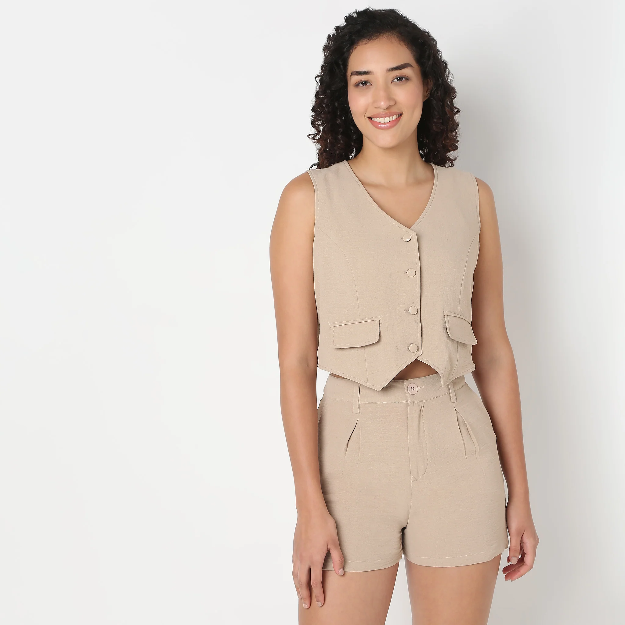 Fitted Vest With Front Button Opening - Image 2