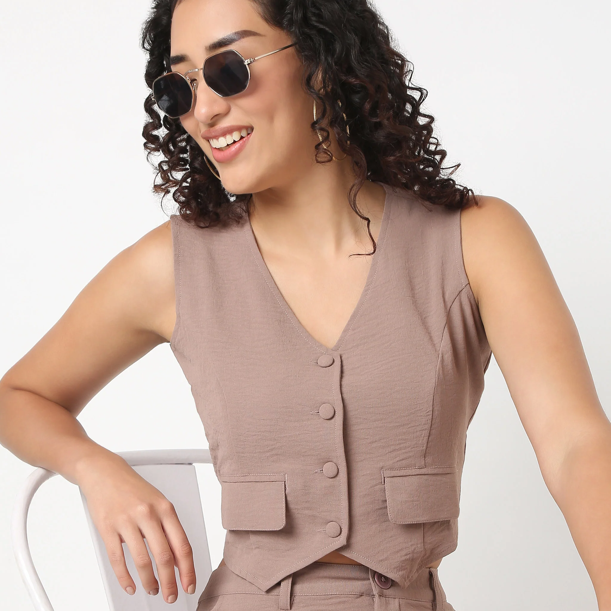 Fitted Vest With Front Button Opening - Image 9