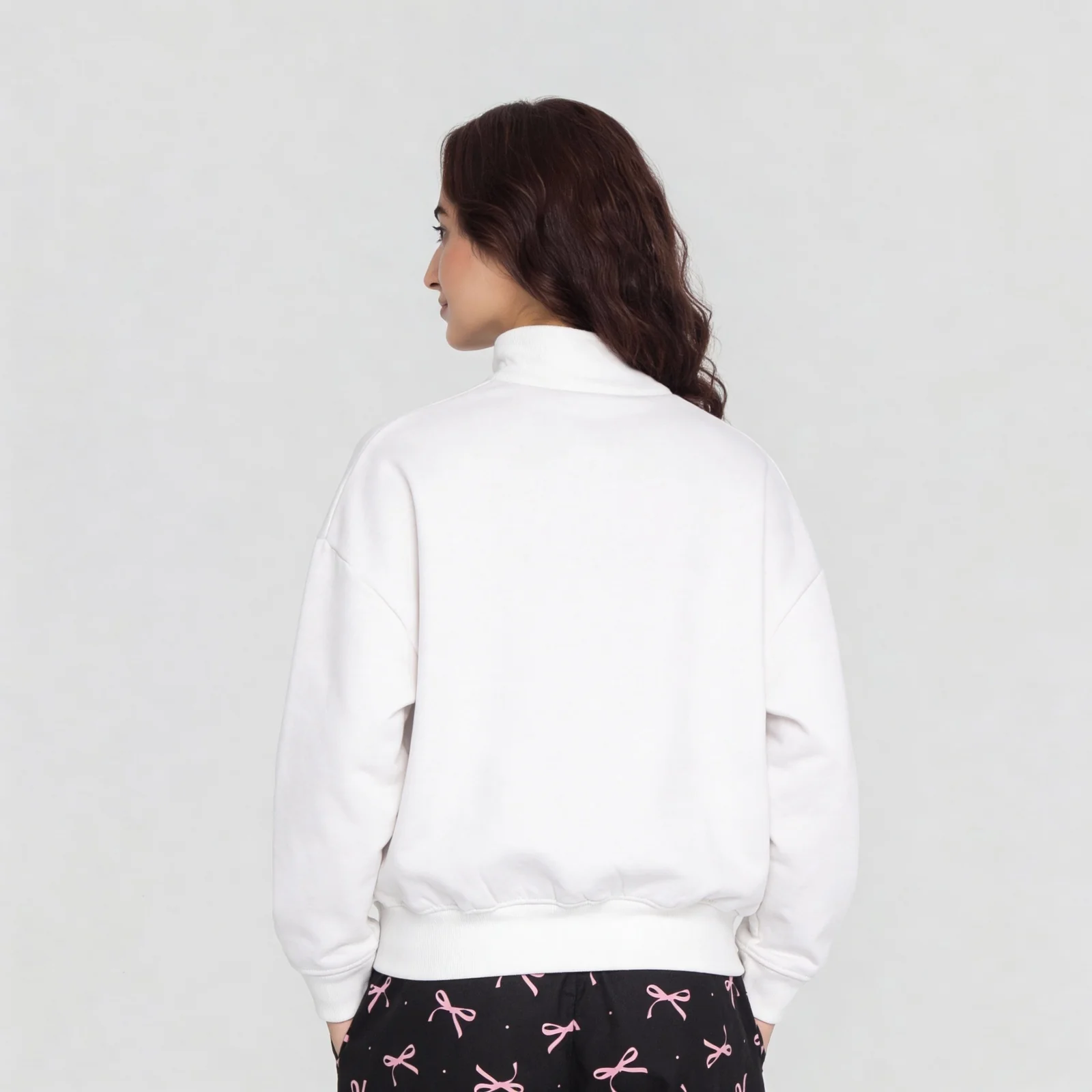 Young Women Sweat Tee With Contrast Colour Blocked Panel With Embroidery - Image 3