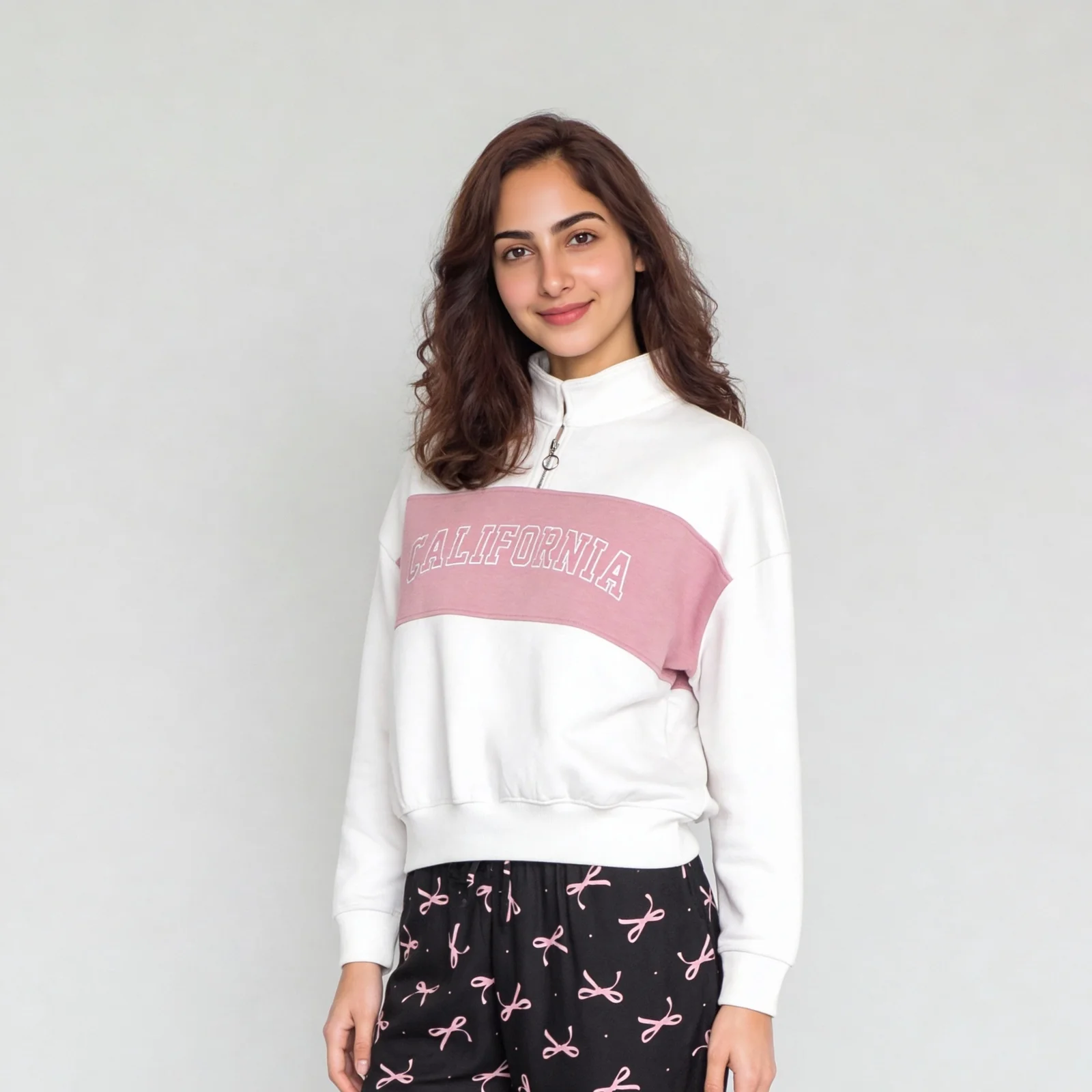 Young Women Sweat Tee With Contrast Colour Blocked Panel With Embroidery - Image 5