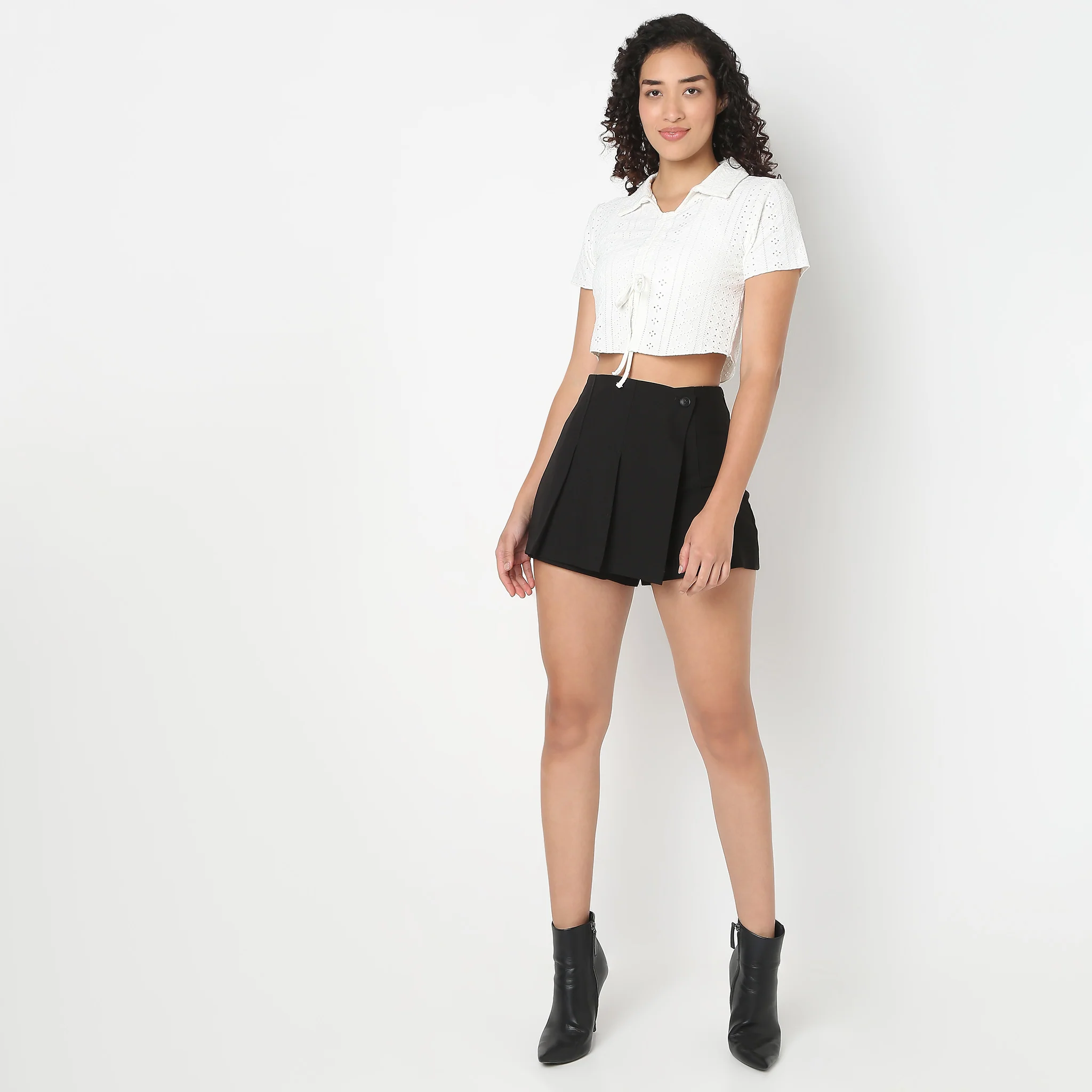 Half Sleeve Top With Front Ruching Detail