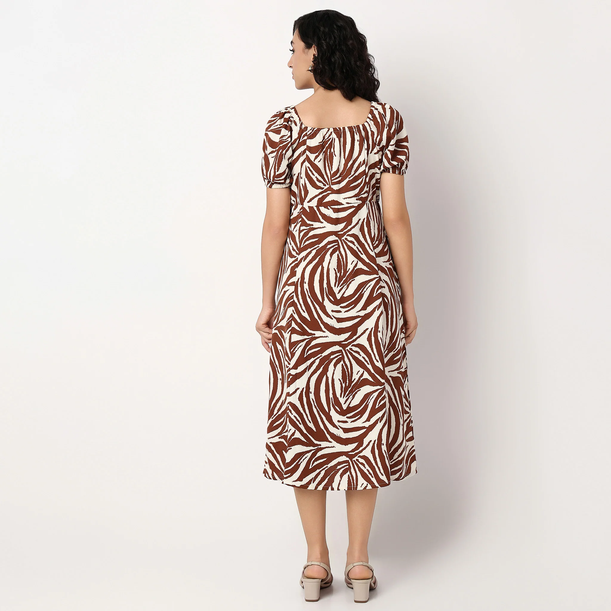 Zebra Print Square Neck Dress - Image 3